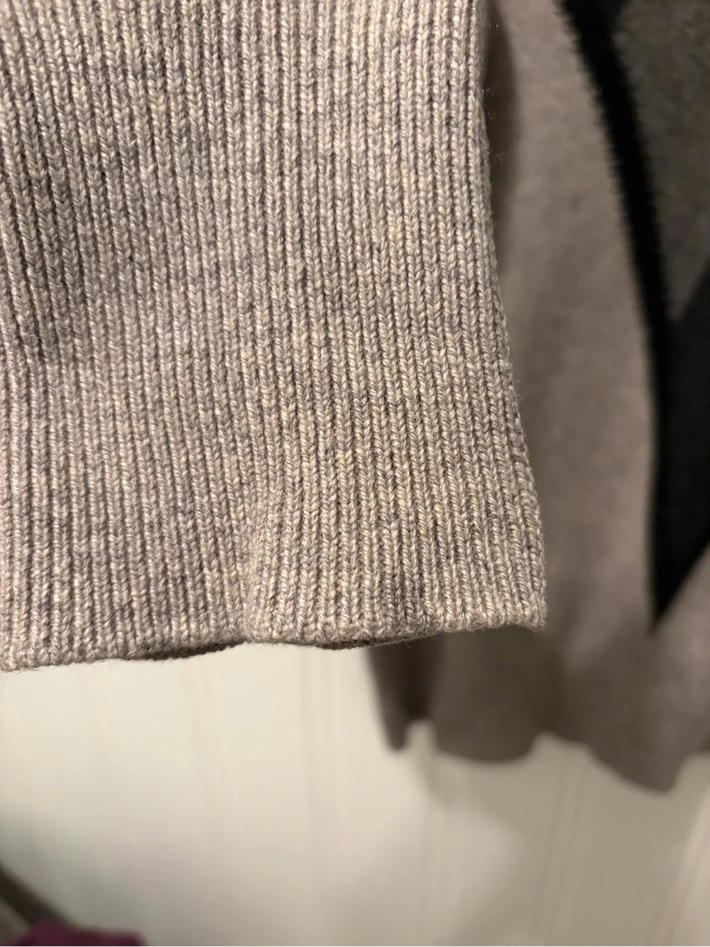 Vintage Scottish Cashmere Geometric V Neck Sweater Gray Black Made in Scotland